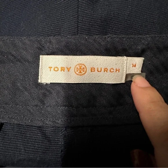 Tory Burch Navy Blue Cotton Pockets Pants Size 14 - Picture 2 of 9